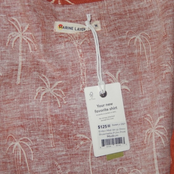 Marine Layer Emlyn Terracotta Palm Print Wrap Dress Nwt M - Picture 3 of 7